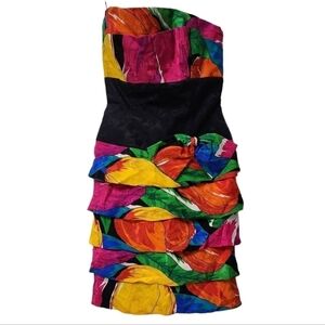 A.J. Bari glamor goddess pin up tiered 100% silk dress